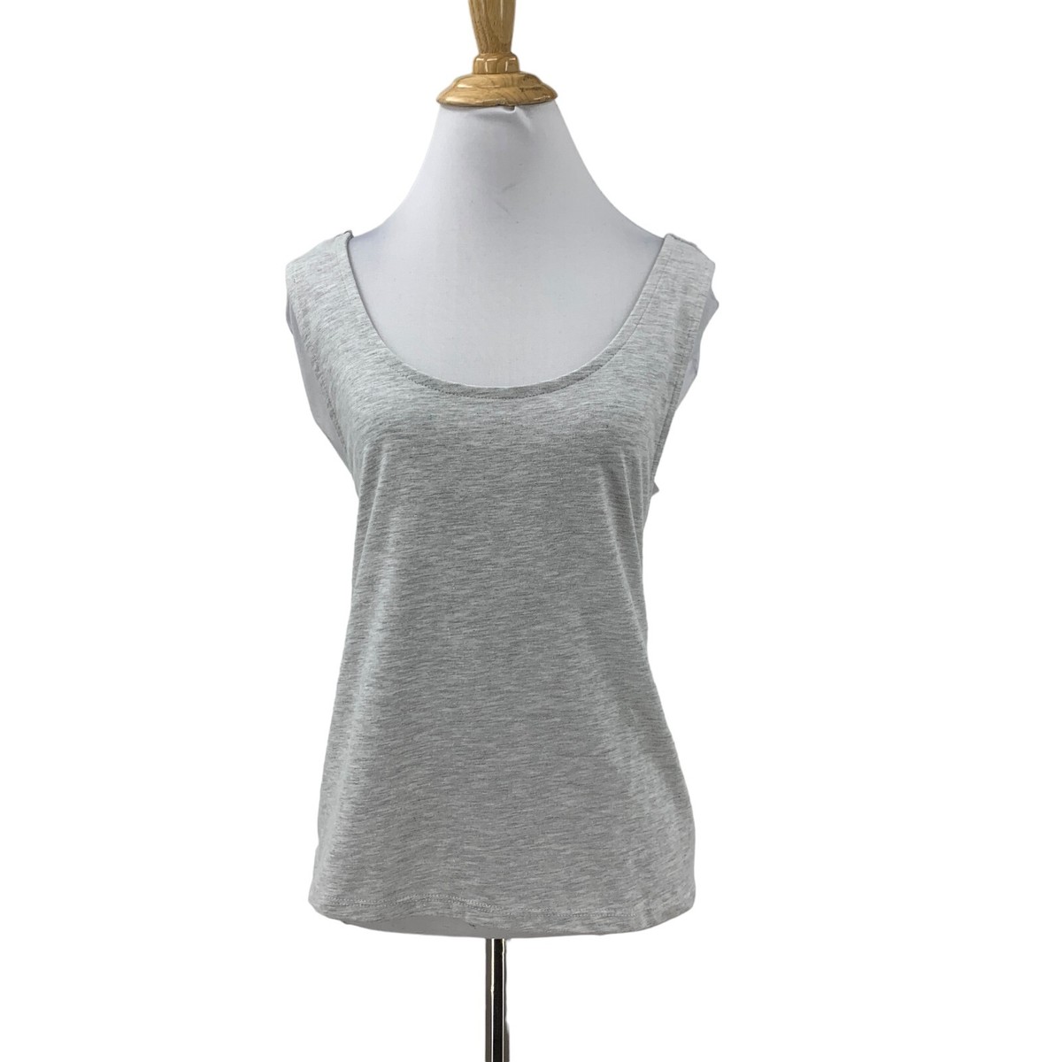 Topshop Big Bow Tank Top Womens 12 Gray Back Tie Sleeveless Scoop