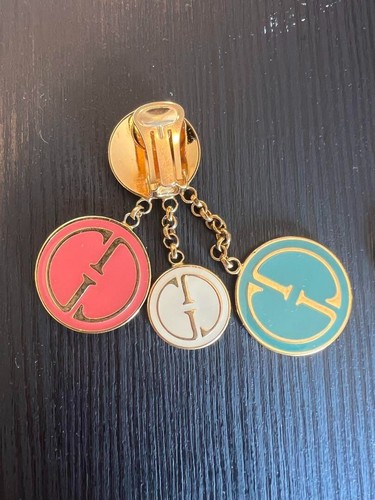Pendientes GUCCI Limitados De Colección Raros AUTÉNTICOS Logo Clip en GG Ronda 1991 F/S Gp Moneda - Imagen 4 de 9