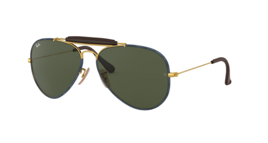 Ray Ban 3422Q Aviator Pelle 58 919431 Occhiali da Sole Jeans