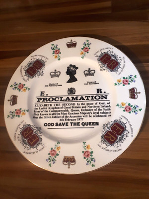 Newcastle Upon Tyne China Silber Jubiläum Teller Proklamation God Save the Queen