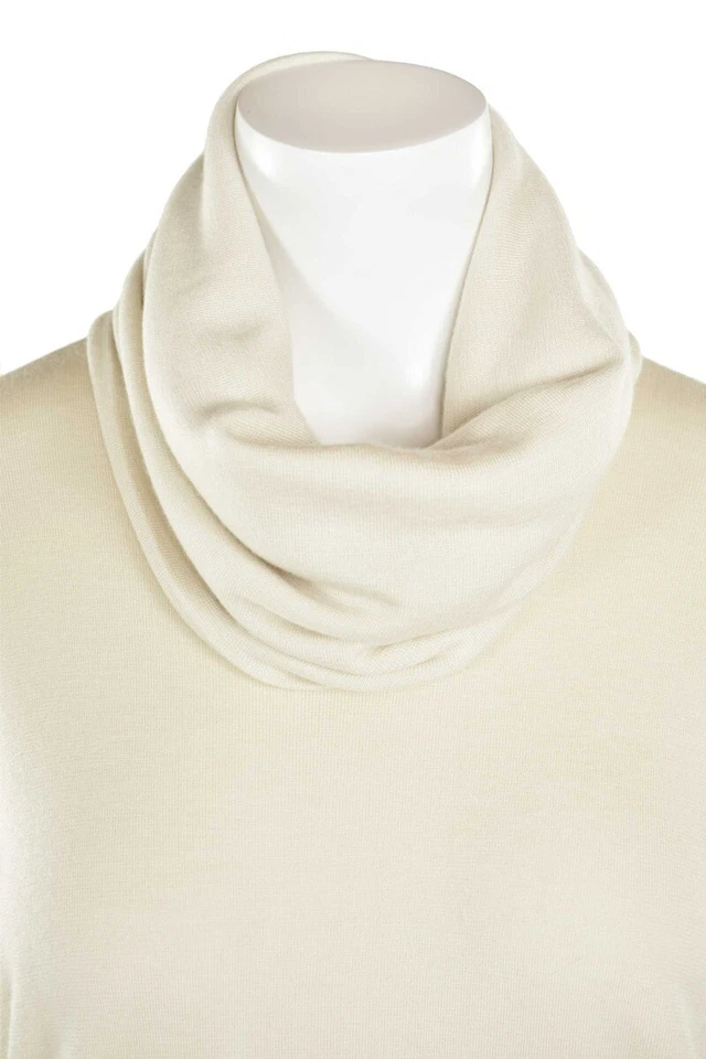 Suéter Ralph Lauren Etiqueta Negra Marfil Convertible Seda Cachemira Cuello Alto Talla M Foto 3 de 4