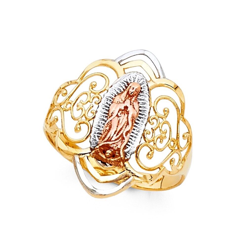 14K tricolor gold Guadalupe filigree ring EJRG1760 Popularne akcje
