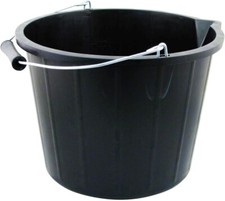 Black Plastic Builders Bucket 14L (3 Gallon) Heavy Duty Water Feed Storage Tub