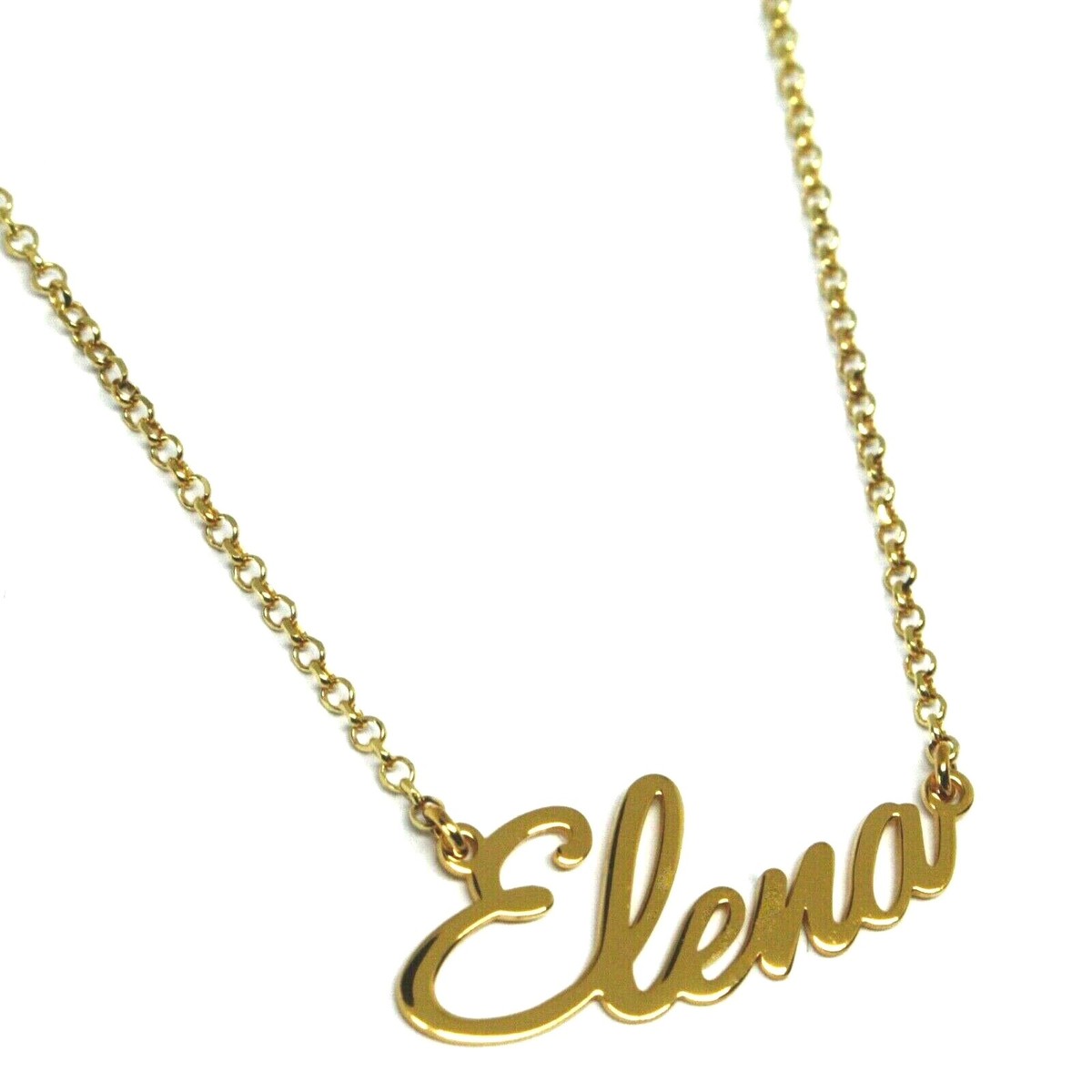 COLLANA ARGENTO 925, GIALLA, NOME ELENA, CATENA ROLO, disponibili