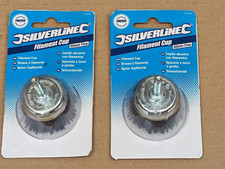 2 X SILVERLINE 50MM NYLON FILAMENT ABRASIVE CUP BRUSH FINE 219245