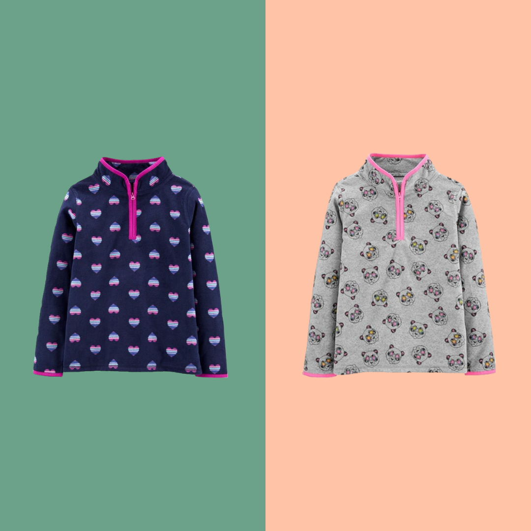 Oshkosh B'gosh Girls Rainbow hearts / Panda fleece pullover cozie