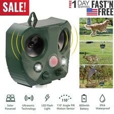 Outdoor Solar Ultrasonic Power Pest Animal Repeller Repellent Garden Cat Dog Fox