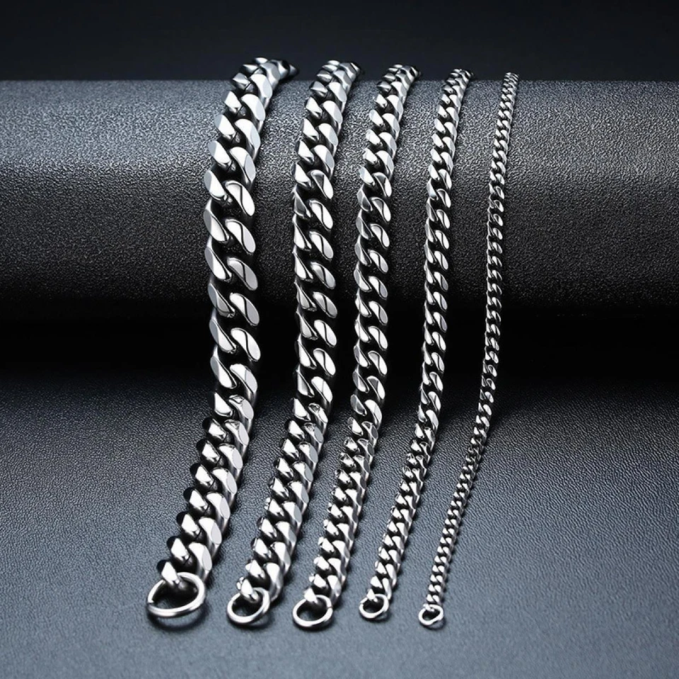 Panzerkette Kubanische Halskette Edelstahl 3 mm breit 18-70 cm in Silber - Bild 1 von 1