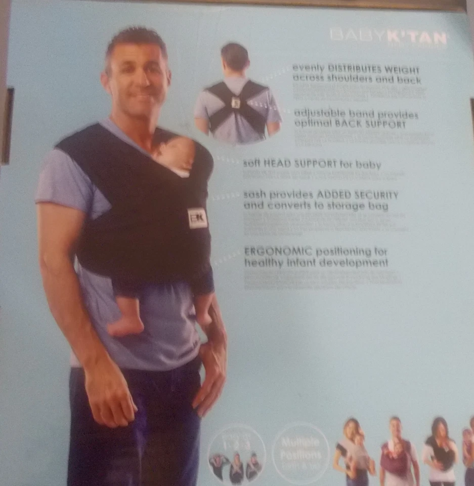 Nuevo Portabebés Baby K'Tan, Grande Gris Brezo...BKBC-BL-S con Faja/Bolsa de Transporte Foto 3 de 3