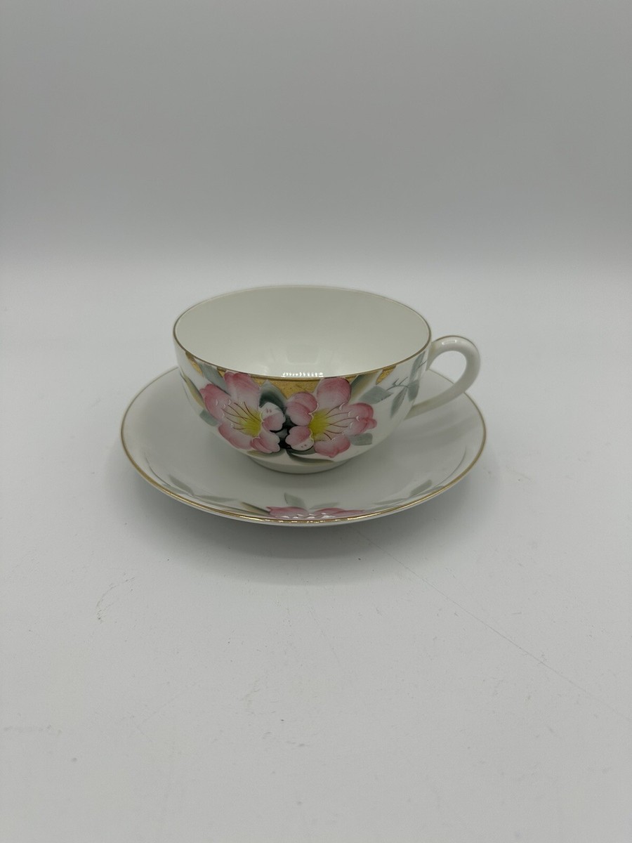 VTG MCM Noritake Azalea 19322 Pink Floral Gold Trim Japan Cups