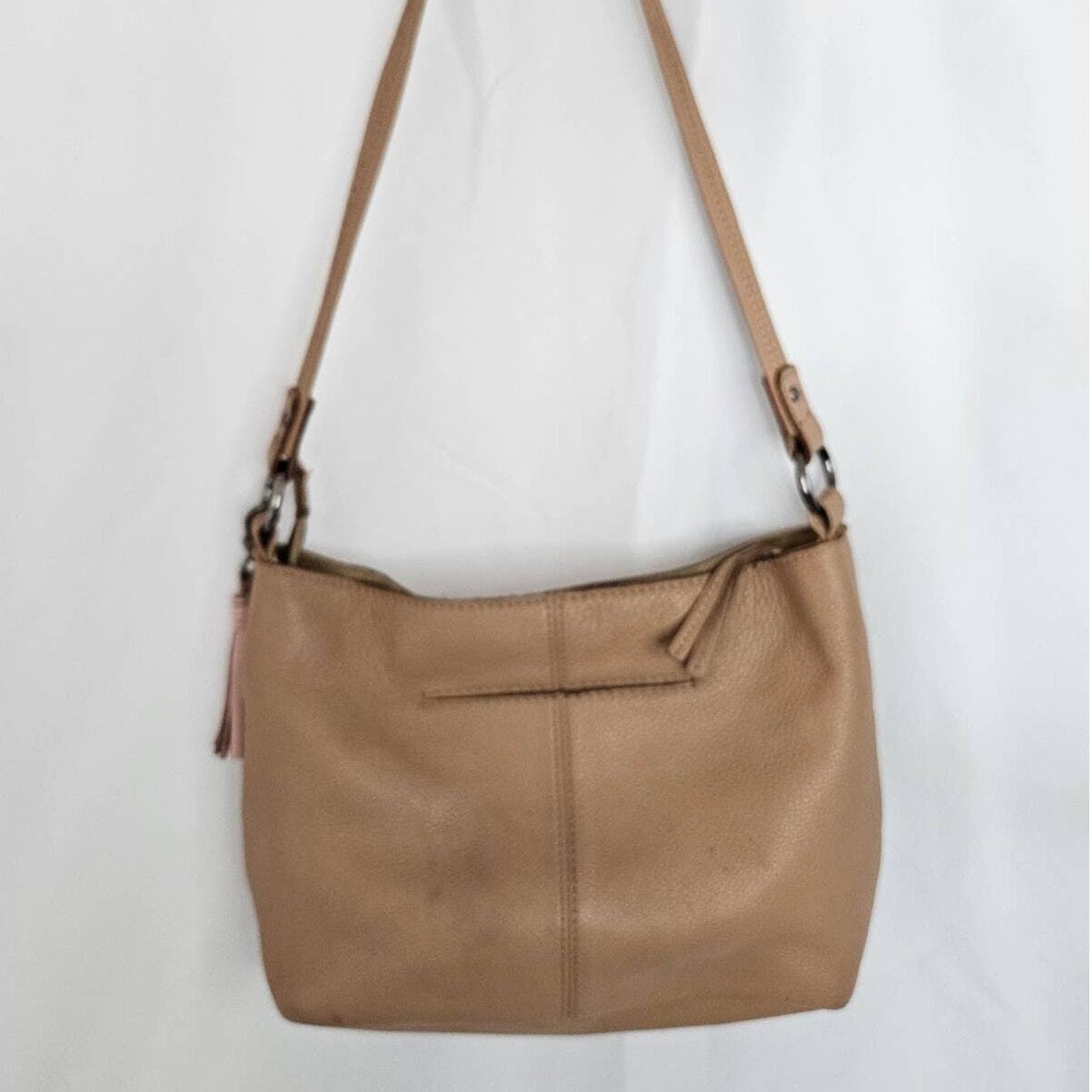 The Sak Indio Small Hobo Sahara Leather Crochet Shoulder Bag Purse Boho