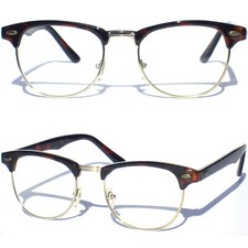 Half Frame Clear Lens Glasses Vintage Inspired Retro Fashion Browline Demi Style