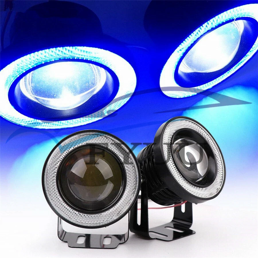 1 Par Coche 3.5" Redondo COB LED Ojos de Ángel Halo Anillo Proyector Lámpara Antiniebla + Soporte Foto 4 de 4