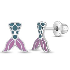 Mermaid Tail Kids / Children's / Girls Earrings - Sterling Silver