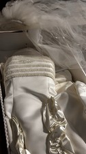 Unaltered Size.8 Princess Cut Beaded Bodice and Train /Vale Headpiece.