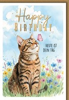 Geburtstag GrußKarte Mit Umschlag Katze Aquarell