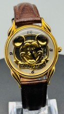 Vintage Disney Store Gold Tone 3D Skeleton Mickey Mouse Watch 33mm New Battery