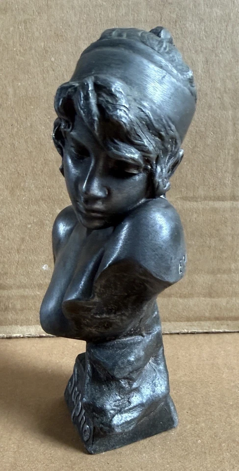 Buste de Femme en régule « Sapho « Signé E. Villanis - Photo 2/4