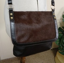 Billy Bag Brown Leather Ponyskin Flap Crossbody Bag Shoulder Bag Boho Festival