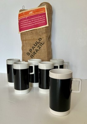Alexander Girard Designed Braniff International Six Coffee Mugs Burlap Packaging