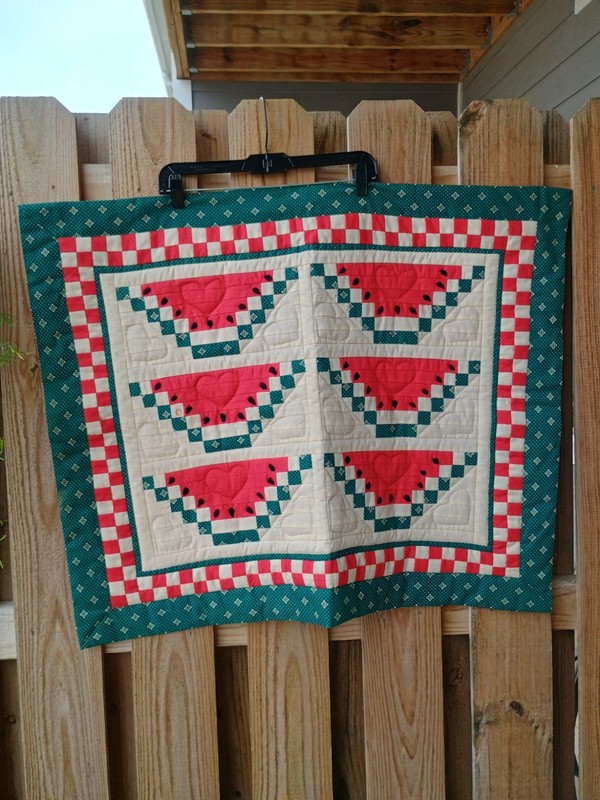 Handmade Quilt Watermelon Embroidery Wall Decor Table Cover