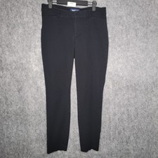 Old Navy Womens Pixie Pants Size 10 Tall Black Flat Front Stretch Casual Office