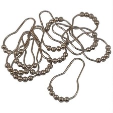 12 Pcs Set Stainless Steel Bathroom Shower Curtain Rings Hooks with Roller Ball
