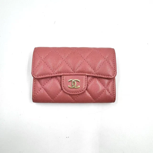 11.03 25 Chanel Matelasse Lambskin Card Holder Pink Leather