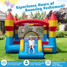 3-in-1 Kids Bouncer Slide 520W Blower Yard Inflatable Bounce House Castle Toy