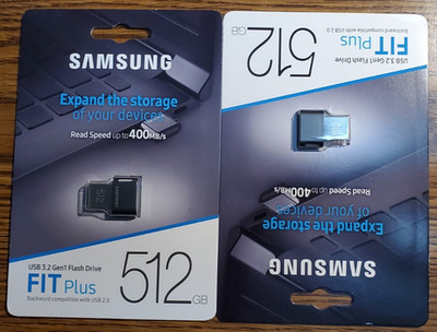 2x New! Samsung 512GB FIT Plus USB 3.1 Gen 1 Flash Drive MUF-512AB/AM Type-A