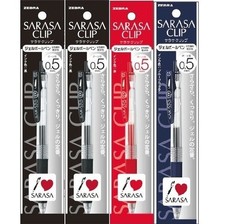Zebra SARASA Clip 0.5 Gel Ink Pen Set Black Red Blue Black 4 Pack Made in Japan