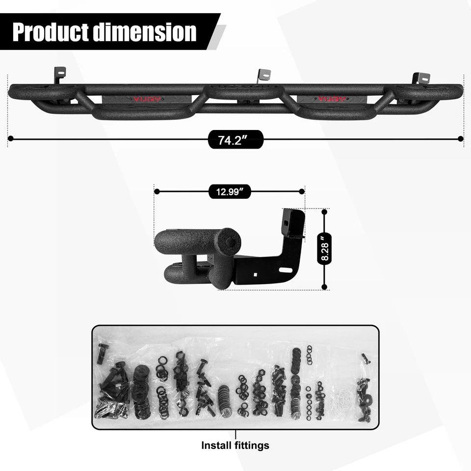 Side Step Nerf Bars Fit 2009-2025 Dodge Ram 1500/2500/3500/4500/5500 Quad Cab Foto 2 de 4