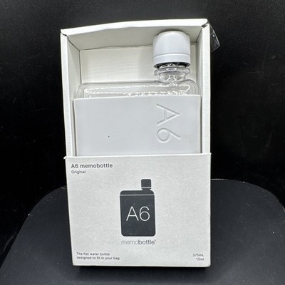 memobottle A6 Flat Stainless Steel Water Bottle 375 mL White Screw-on Lid