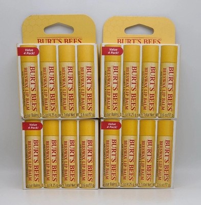 Burt's Bees Beewax Lip Balm With Vitamin E & Peppermint (4x 4 Packs) - 16 Units