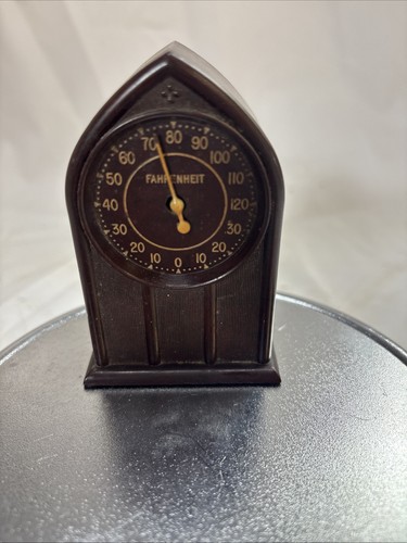 Desktop Thermometer Brown Bakelite Findlay Country Club 1932 Rare Brass Back Old
