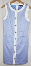 Tommy Hilfiger Sleeveless Sheath Dress Womens Blue White Houndstooth Pockets Sz8