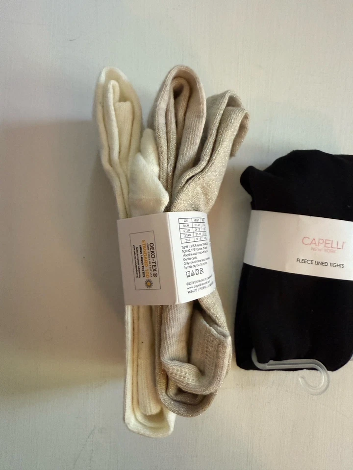 Paquete de 3 medias Capelli NY para niñas suéteres y forradas de lana talla 12-24 M Foto 2 de 3