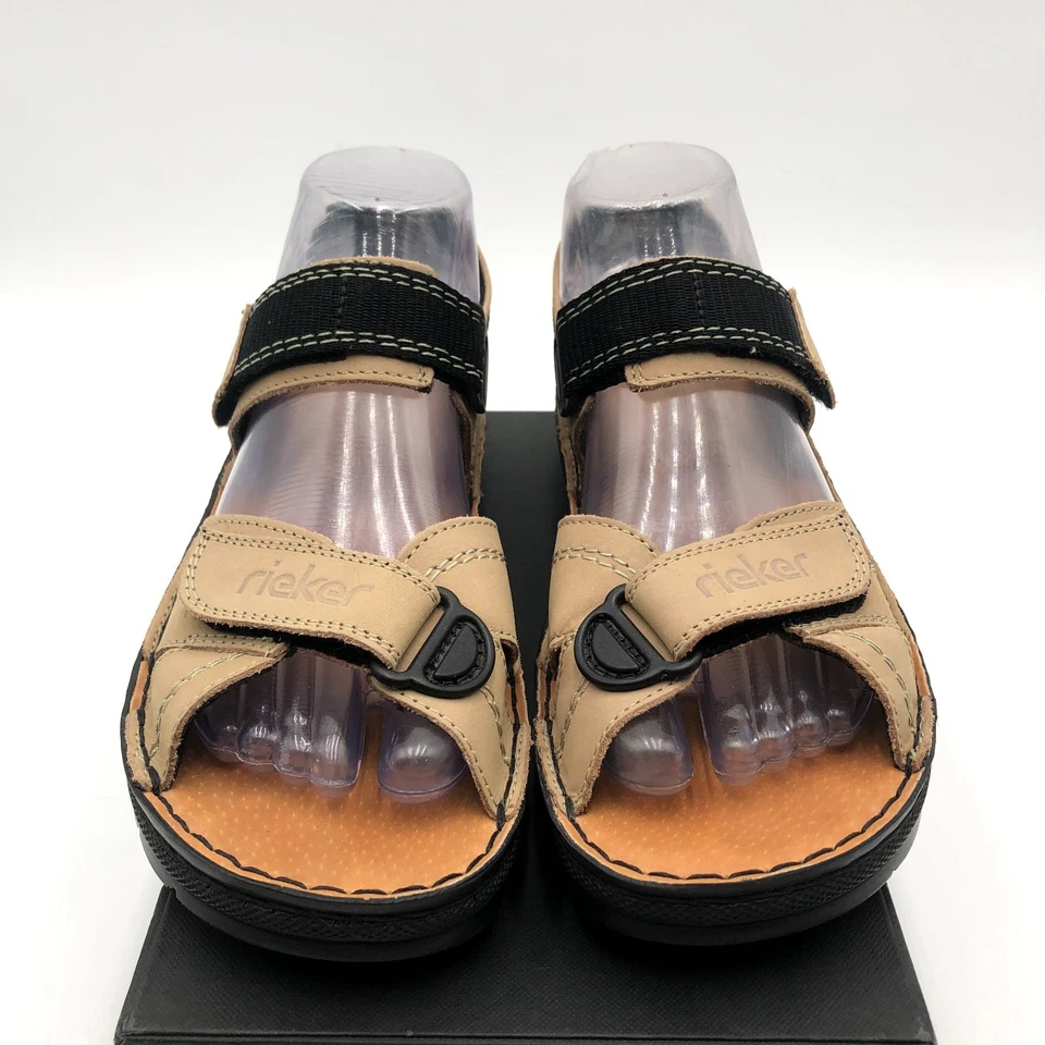 Sandalias Rieker antiestrés informales para hombre talla 6 correa de cuero tostado suela cómoda Foto 4 de 4