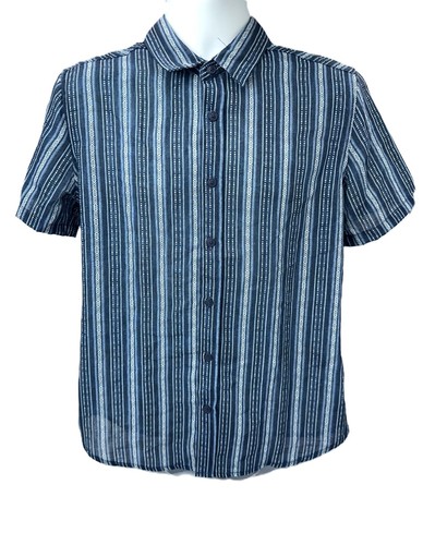 Frye, $70 Frye Men's Striped Short Sleeve Button Up Shirt - Vintage Indigo - Small-New