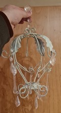 French Style Juliet Chandelier Ivory Distressed Painted Finish 28cm tall