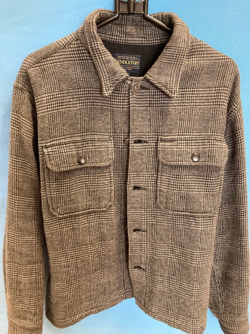 Pendleton plaid jacket S check pattern gray 2 poc… - image 1