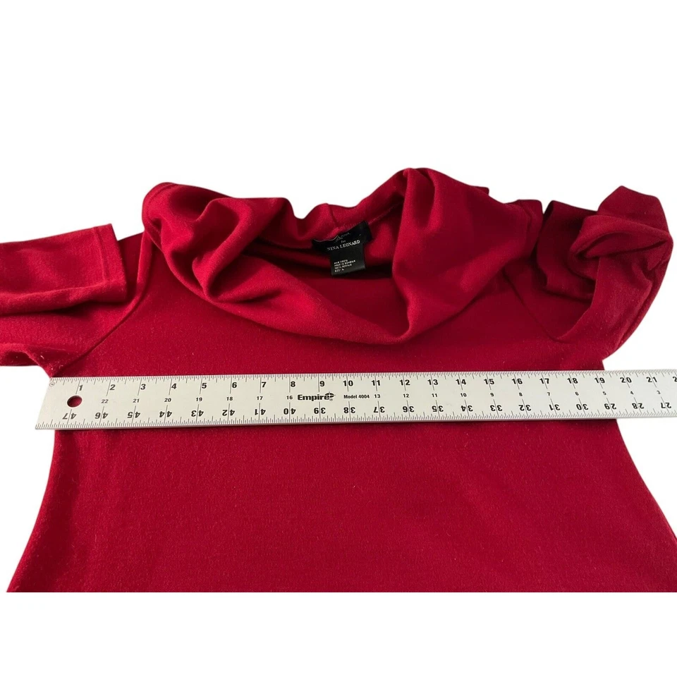 Vestido Lennie for Nina Leonard Rojo Grande Capucha Cuello Manga Larga Midi 115070 Foto 4 de 4