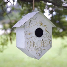 Charming Shabby Chic Metal Birdhouse Home & Garden Decorative Collectible