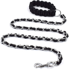Chew Proof Chain Dog Leash 5.5Ft Heavy Duty Dog Leashes Metal Pet Chain Lead wit