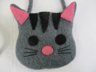 BNB Felted Wool Cat Face Crossbody Coin Purse Card Wallet