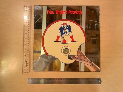 12x12 Vintage New England Patriots Reverse Painted Glass Mirror Helmet Logo