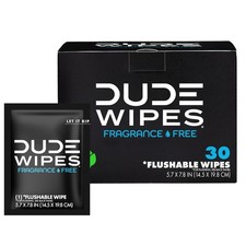 Travel-Sized Hypoallergenic Unscented Wipes - 30 Individually Wrapped Flushables