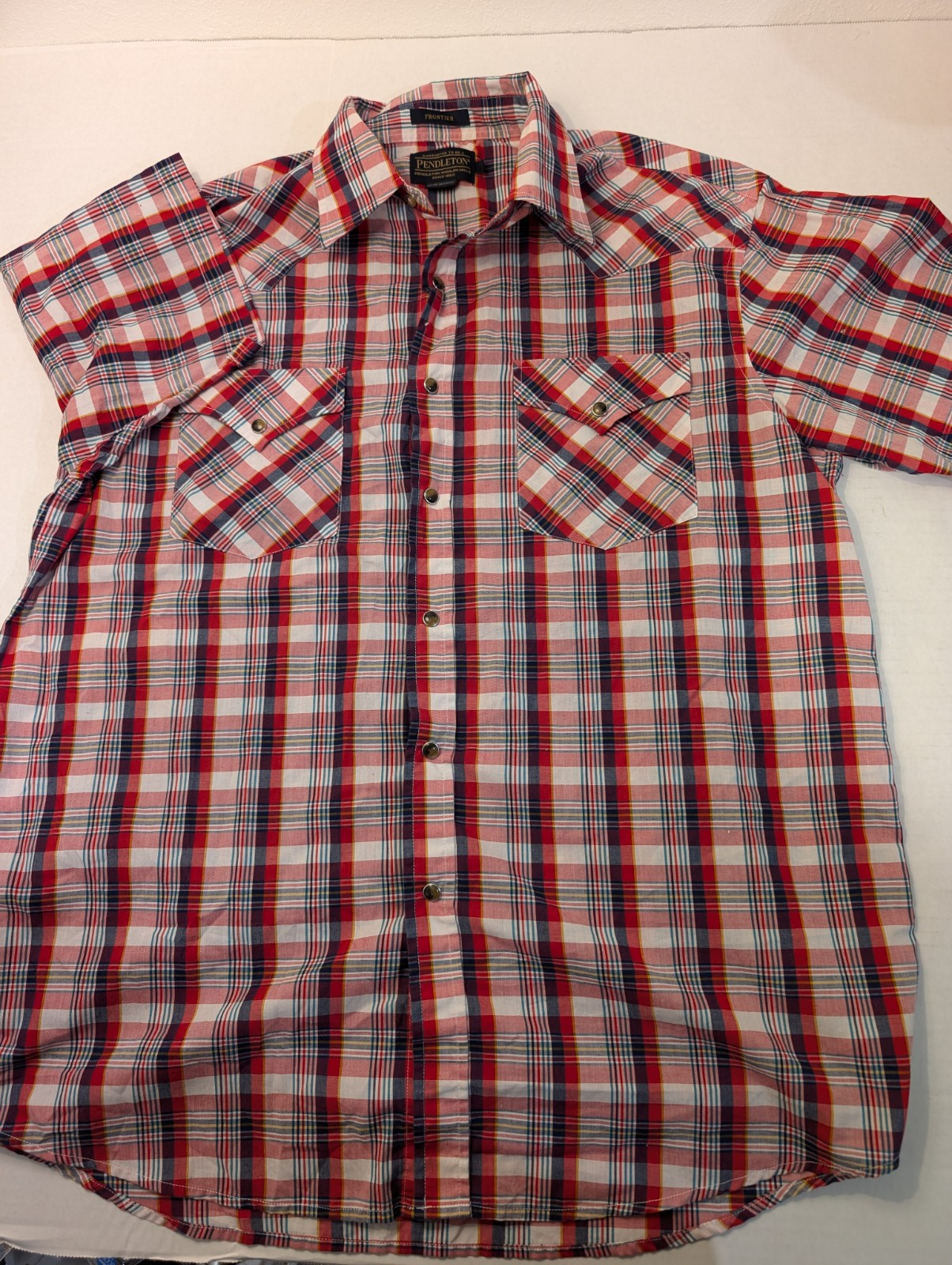 Pendleton Men Large Shirt Fitted Short Sleeve Pea… - image 1
