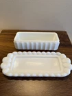 Vintage Westmoreland Milk Glass Covered Butter Dish – Paneled Grape Pattern