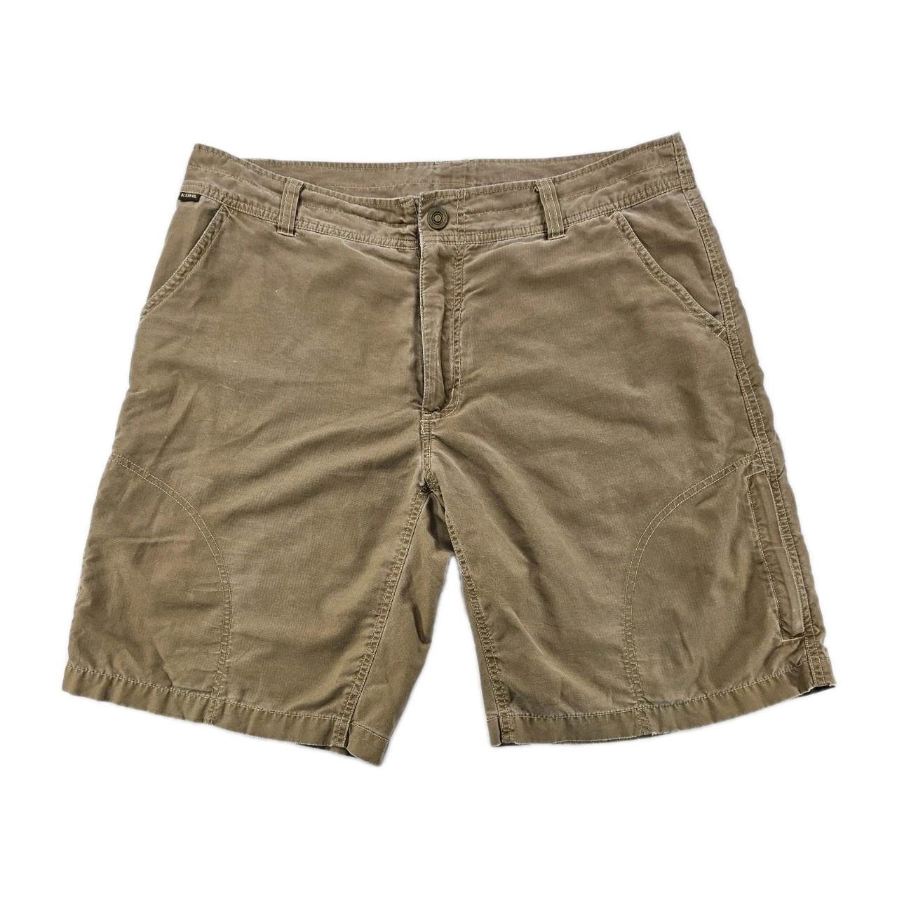 KUHL Men's Cargo Shorts 34 Khaki Zip Pockets KuhlDry Hybrid Hiking Comfort Tech